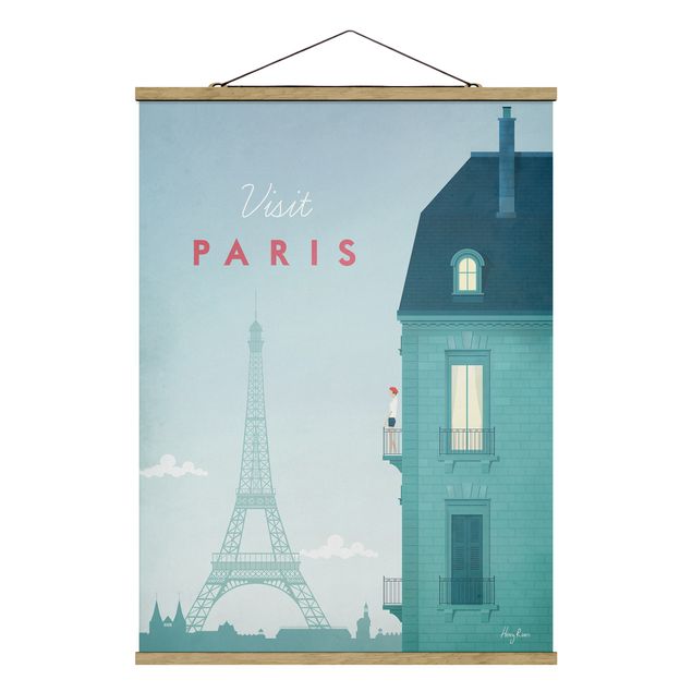 Stoffbild mit Posterleisten - Reiseposter - Paris - Hochformat 3:4