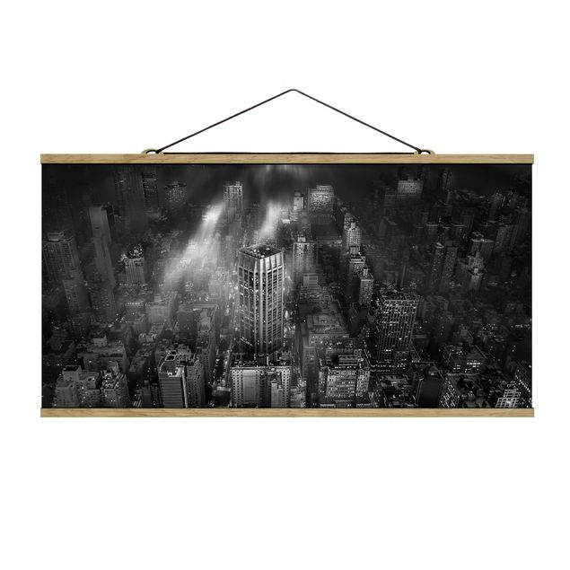 Stoffbild mit Posterleisten - Sonnenlicht über New York City - Querformat 2:1