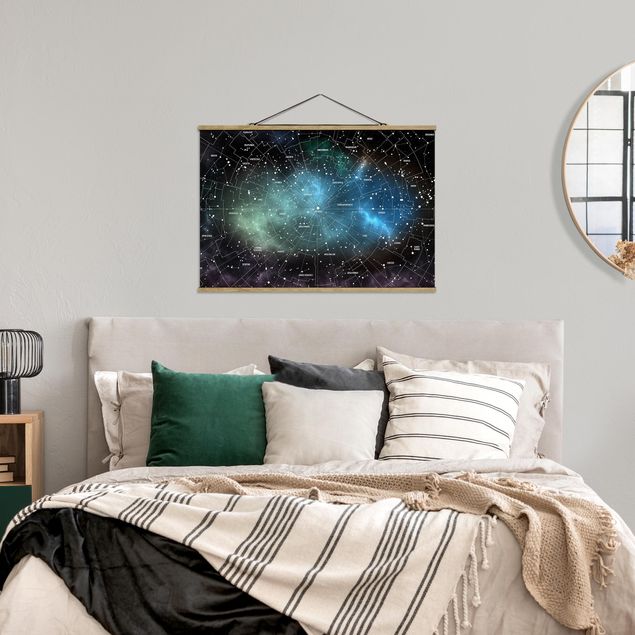 Stoffbilder Sternbilder Karte Galaxienebel
