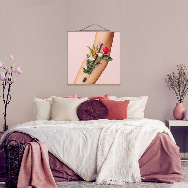 Stoffbilder mit Holzleisten Arm mit Blumen
