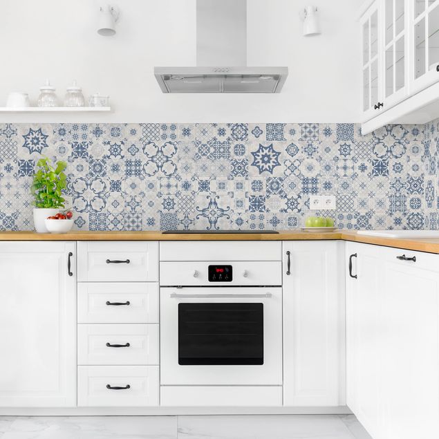 Küchenrückwand Folie Fliesenoptik Keramikfliesen Agadir blau