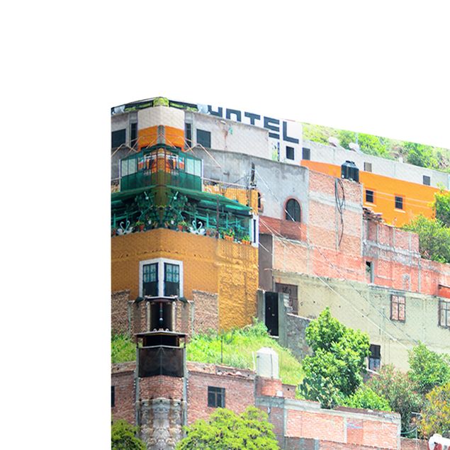Leinwandbild 3-teilig - Farbige Häuserfront Guanajuato - Triptychon