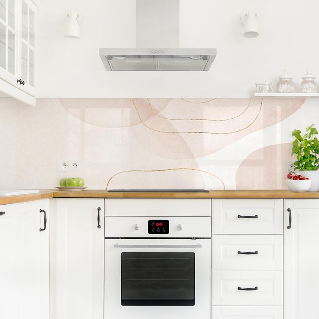 Küchenrückwand Glas Muster Verspielte Impressionen mit goldenen Linien