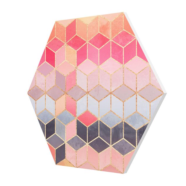 Hexagon Bild Forex - Buntes Pastell goldene Geometrie
