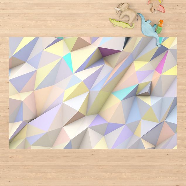 outdoor-teppich wetterfest Geometrische Pastell Dreiecke in 3D