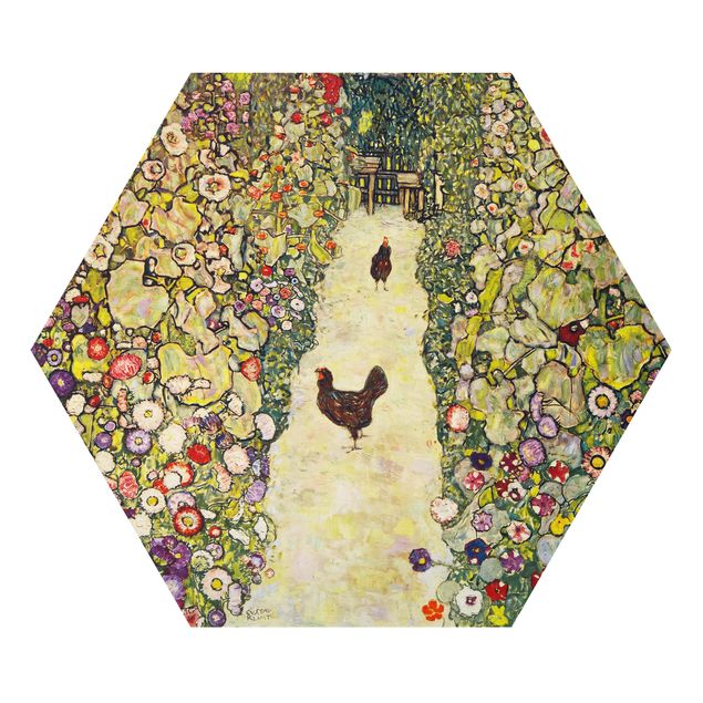 Wandbilder Kunstdruck Gustav Klimt - Gartenweg mit Hühnern