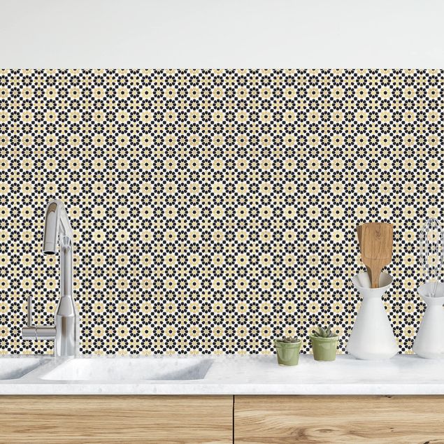 Küchenrückwände Platte Orientalisches Muster mit goldenen Blüten