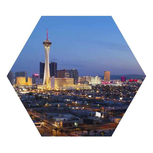 Hexagon Bild Alu-Dibond - Viva Las Vegas
