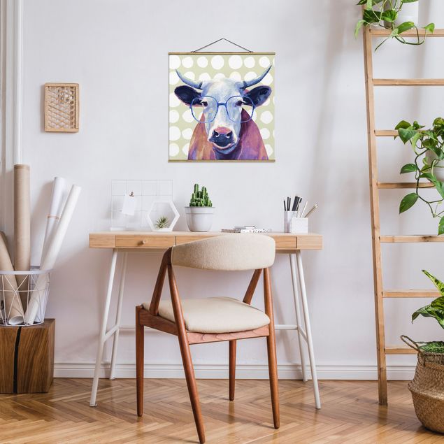 Stoffbilder zum Aufhängen Bebrillte Tiere - Kuh
