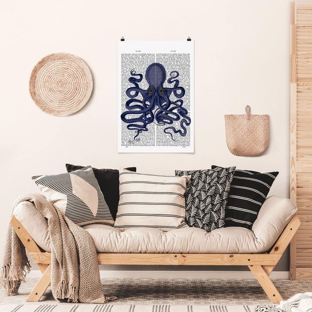Poster Illustration Tierlektüre - Oktopus