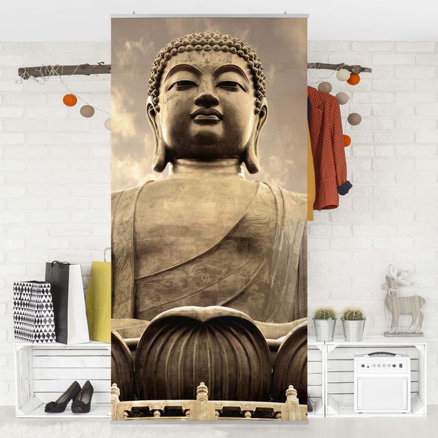 Vorhang Raumteiler Großer Buddha Sepia