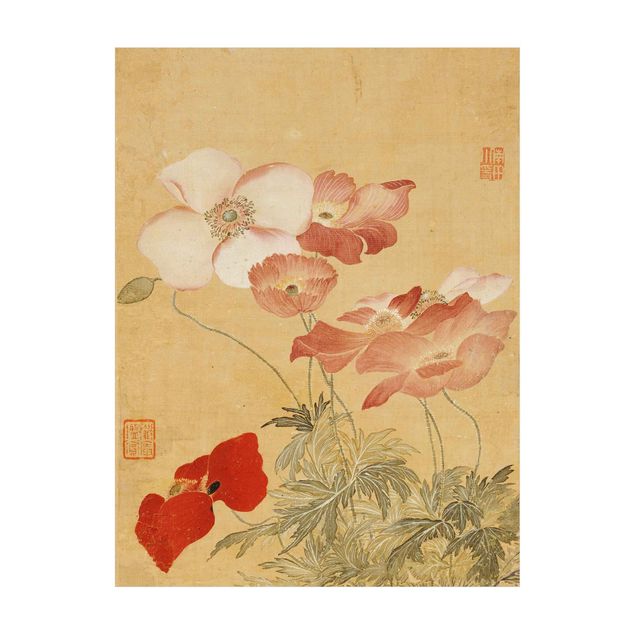 Teppich Blumen Yun Shouping - Mohnblumen