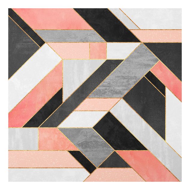 Forex Fine Art Print - Geometrie Rosa und Gold - Quadrat 1:1