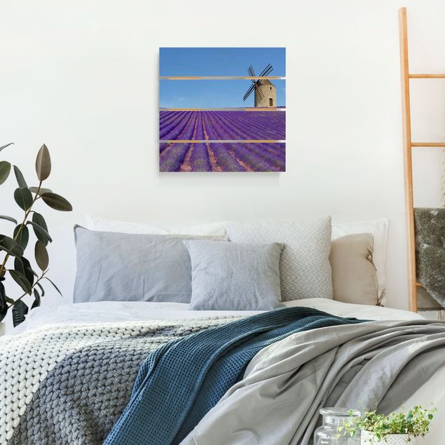 Holzbild Skyline Lavendelduft in der Provence