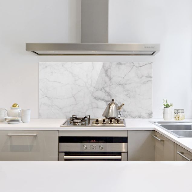 Küchenrückwand Glas Steinoptik Bianco Carrara
