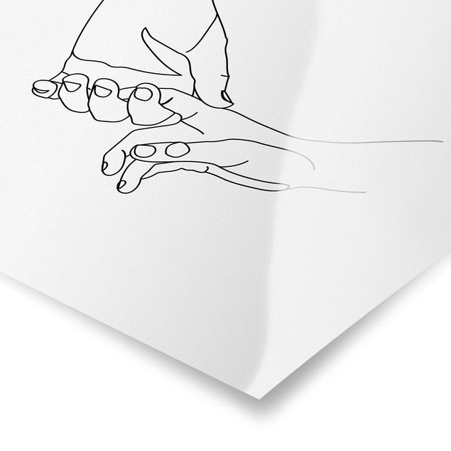 Poster - Zärtliche Hände Line Art - Quadrat 1:1