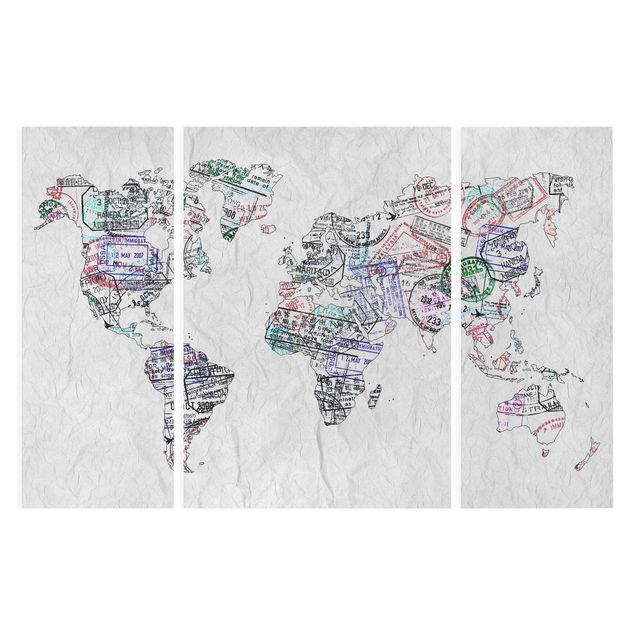 Bilder für die Wand Reisepass Stempel Weltkarte