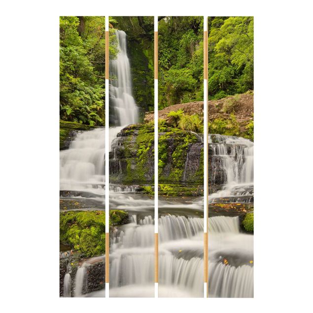 Holzbild - Upper McLean Falls in Neuseeland - Hochformat 3:2