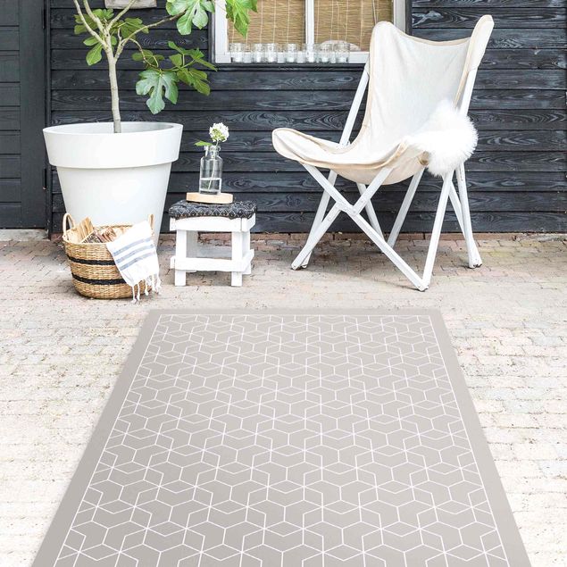 outdoor-teppich wetterfest Geometrisches Muster verschlungene Hexagone mit Rahmen