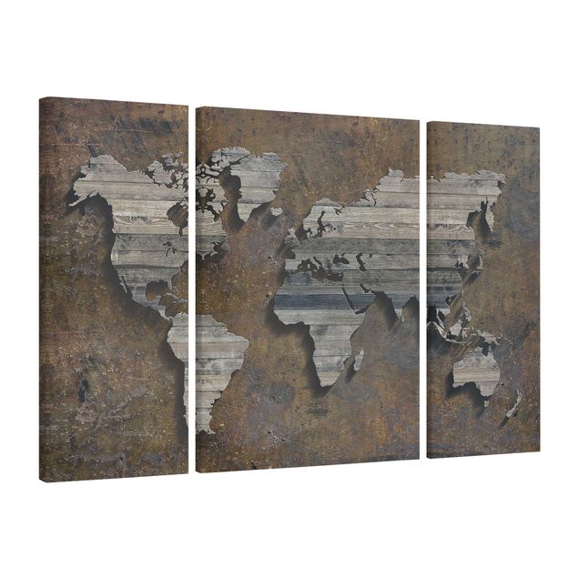 Schöne Wandbilder Holz Rost Weltkarte