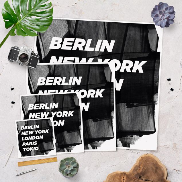 Poster - Berlin New York London - Quadrat 1:1