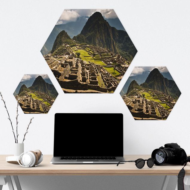 Hexagon Bild Alu-Dibond - Machu Picchu