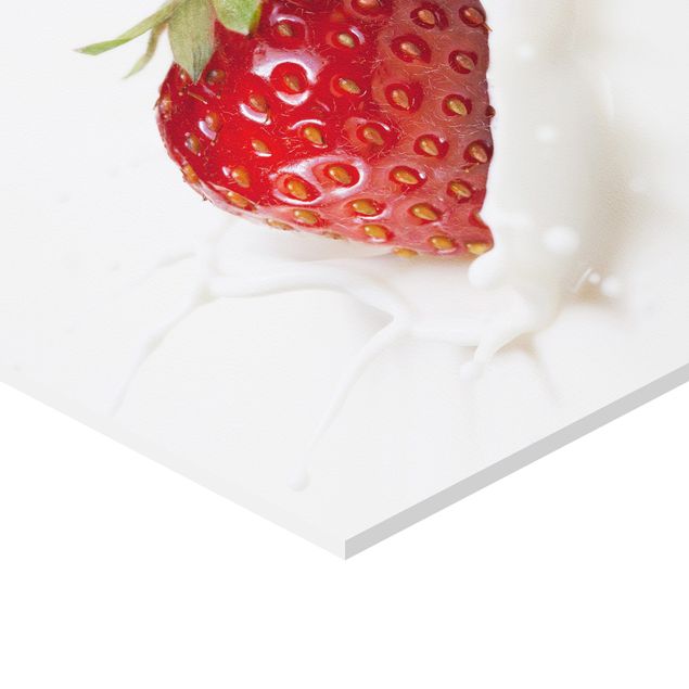 Hexagon Bild Forex 3-teilig - Früchte Milch Splash