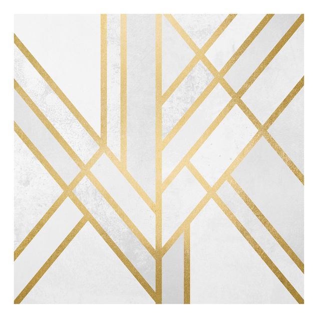 Glasrückwand Küche Muster Art Deco Geometrie Weiß Gold