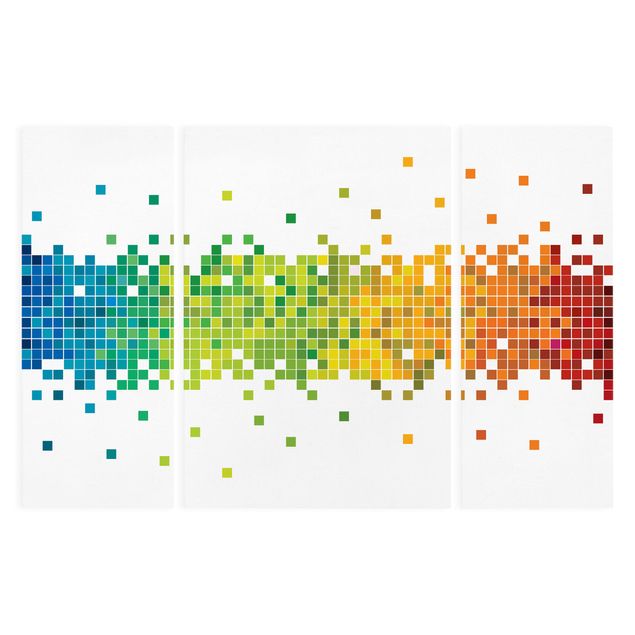 Moderne Leinwandbilder Wohnzimmer Pixel-Regenbogen