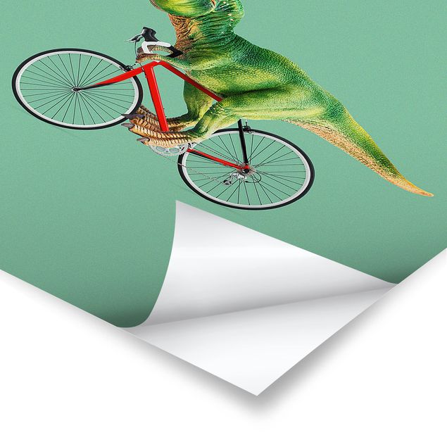 Poster kaufen Dinosaurier mit Fahrrad