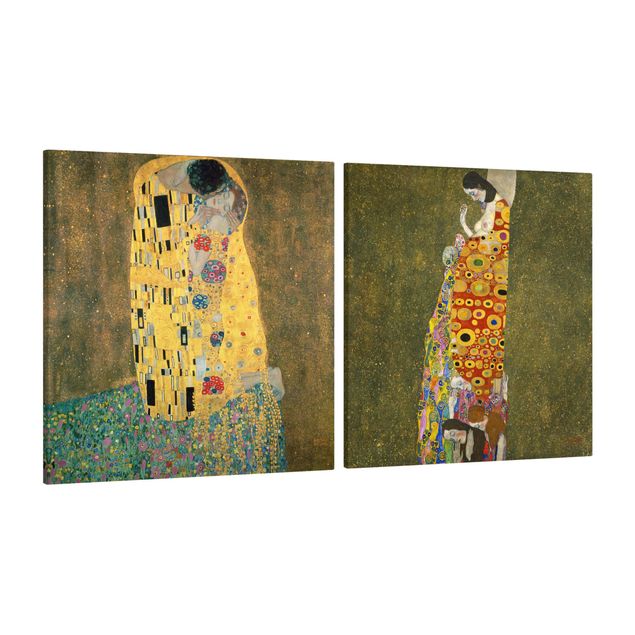Leinwandbild Kunstdruck Gustav Klimt - Kuss und Hoffnung