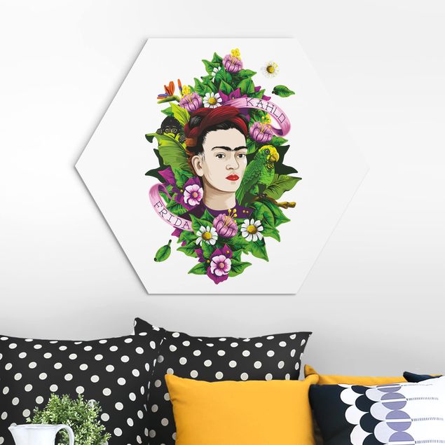 Wandbilder Tiere Frida Kahlo - Frida, Äffchen und Papagei