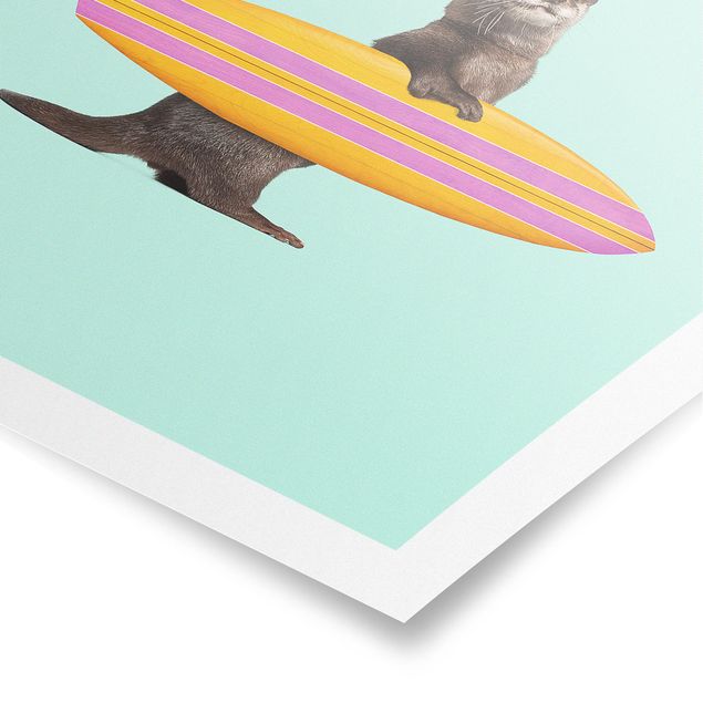Wandbilder Otter mit Surfbrett