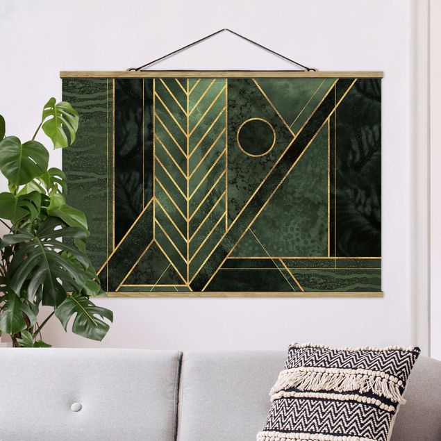 Abstrakte Bilder Geometrische Formen Smaragd Gold