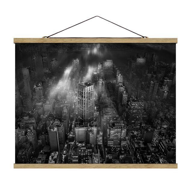 Stoffbild mit Posterleisten - Sonnenlicht über New York City - Querformat 4:3
