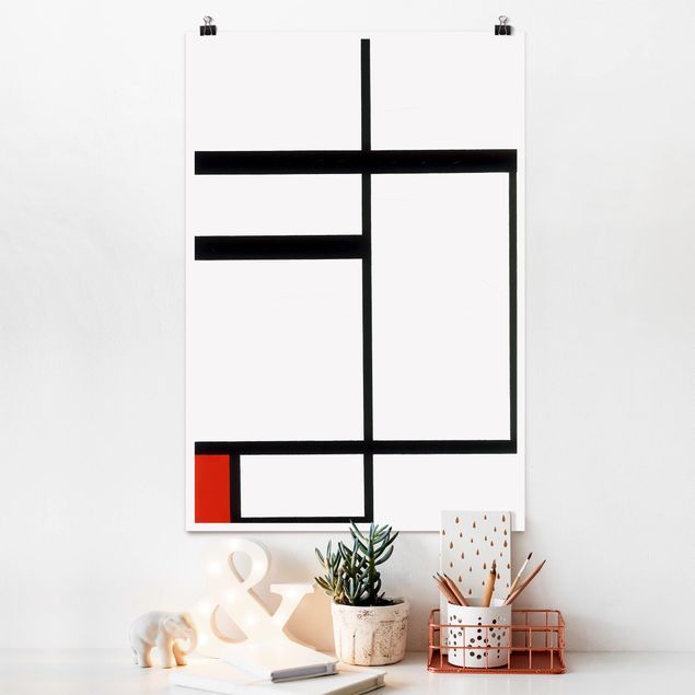 Abstrakte Bilder Piet Mondrian - Komposition Rot Schwarz Weiß