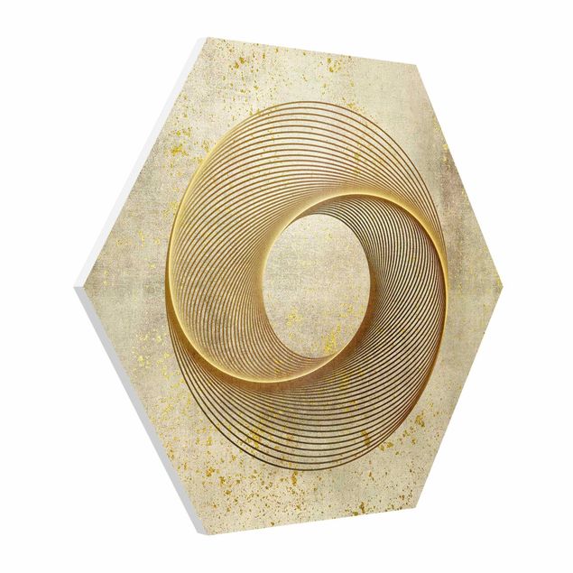 Hexagon Bild Forex - Line Art Kreisspirale Gold