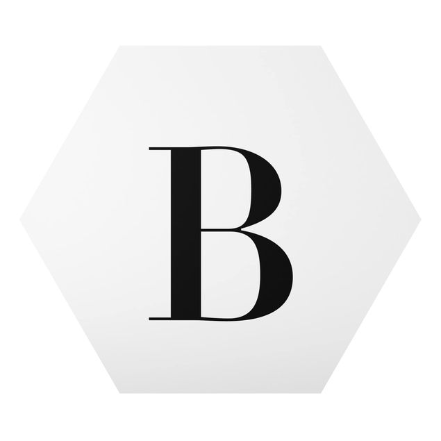 Hexagon Bild Alu-Dibond - Buchstabe Serif Weiß B
