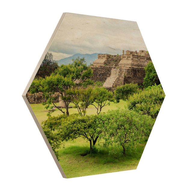 Holzbilder Pyramide von Monte Alban