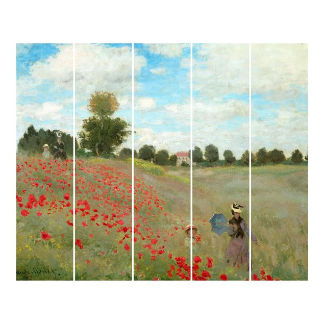 Schiebegardinen mit Motiv 3-teilig Claude Monet - Mohnfeld bei Argenteuil