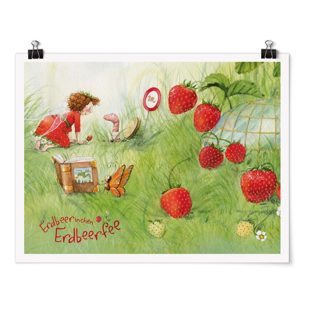 Poster Kinderzimmer grün Erdbeerinchen Erdbeerfee - Bei Wurm Zuhause