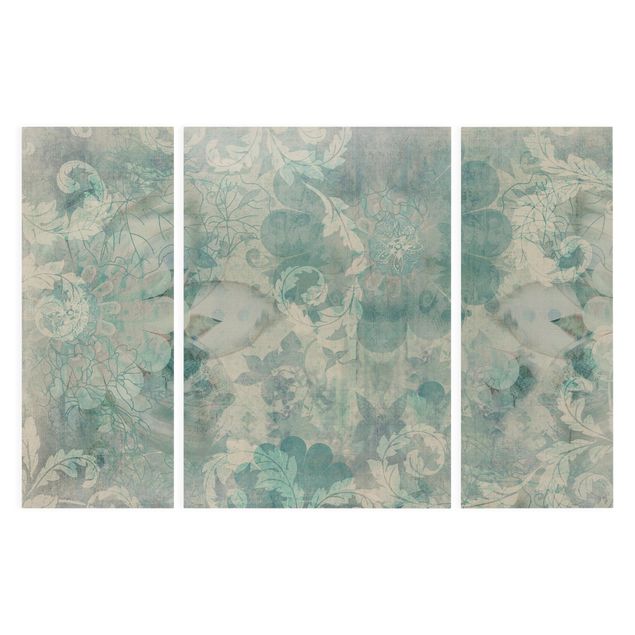 Leinwandbild 3-teilig - Eisblumen - Triptychon