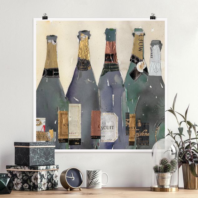 Kunstdrucke Poster Entkorkt - Champagner