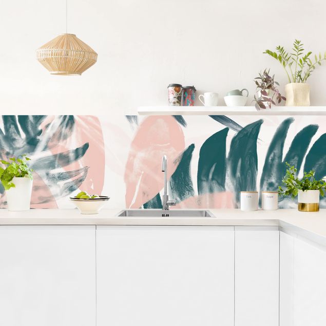 Küchenrückwand abstrakt Tropisches Orakel petrol II