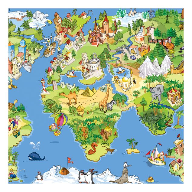 Klebefolie bunt Great And Funny Worldmap