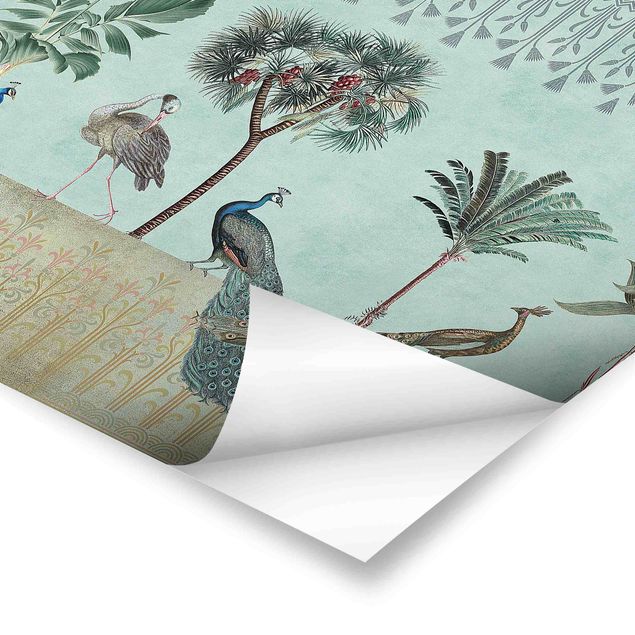 Poster kaufen Vintage Collage - Tropische Vögel mit Palmen
