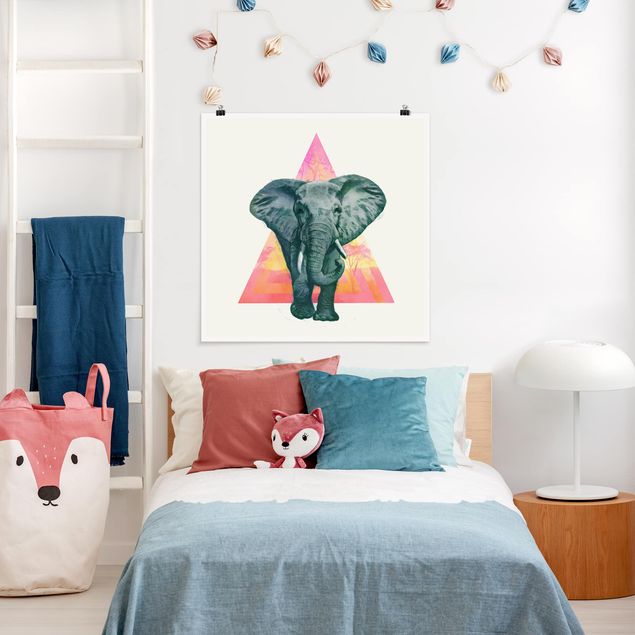 Kunstdrucke Poster Illustration Elefant vor Dreieck Malerei