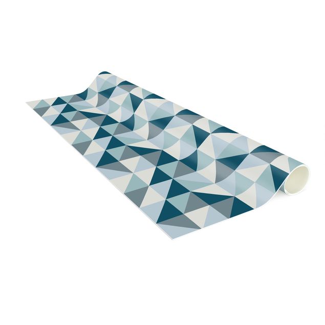 Moderner Teppich Blaues Dreieck Muster