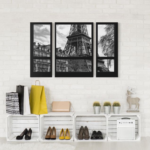 Leinwandbilder Schwarz-Weiß Fensterausblick Paris - Nahe am Eiffelturm schwarz weiß