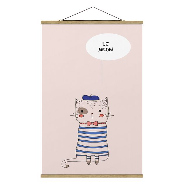 Stoffbild mit Posterleisten - Katze in Frankreich - Hochformat 2:3